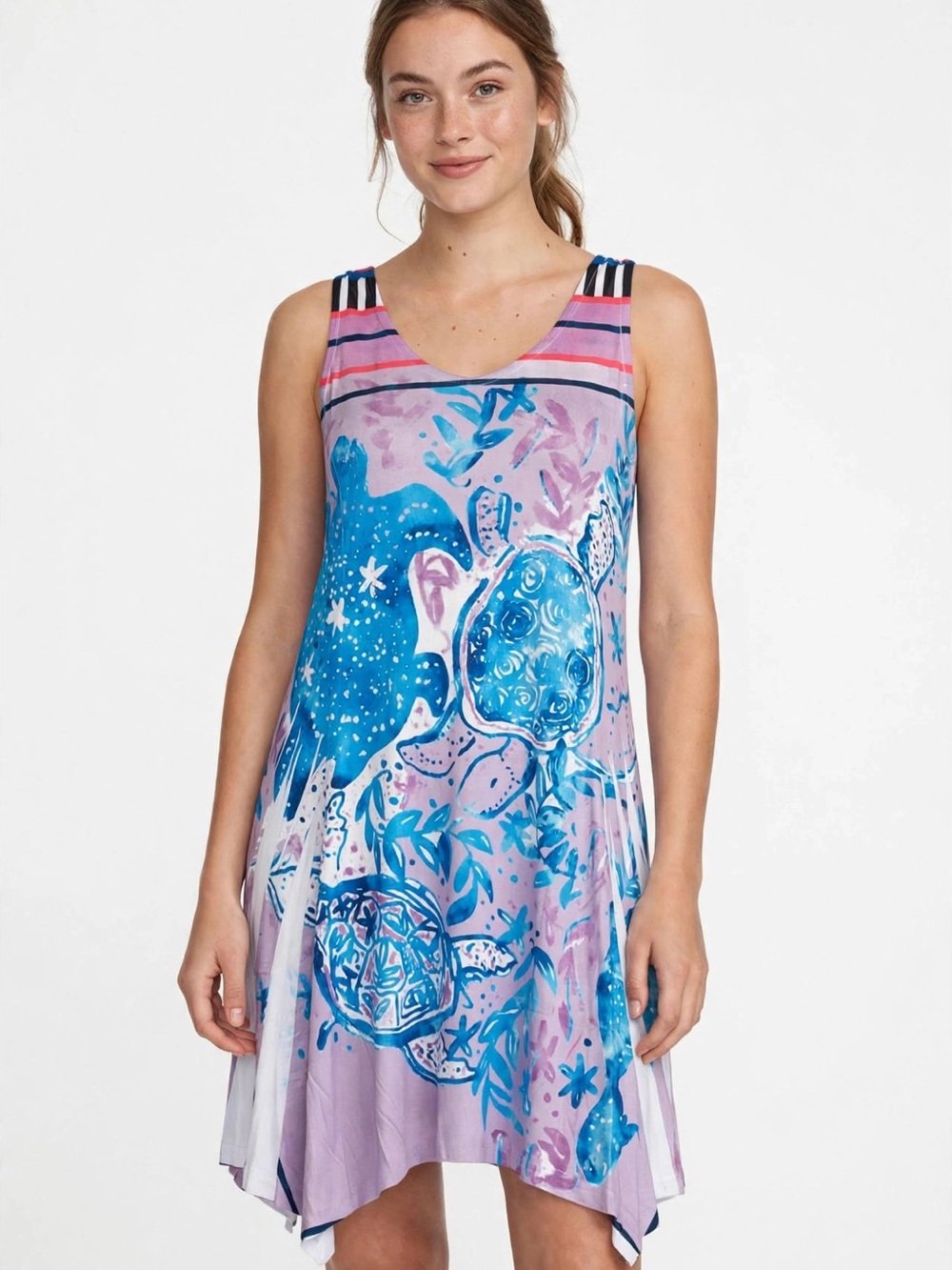 India Boutique Blue & Pink Sea Turtle Swing Swim Coverup